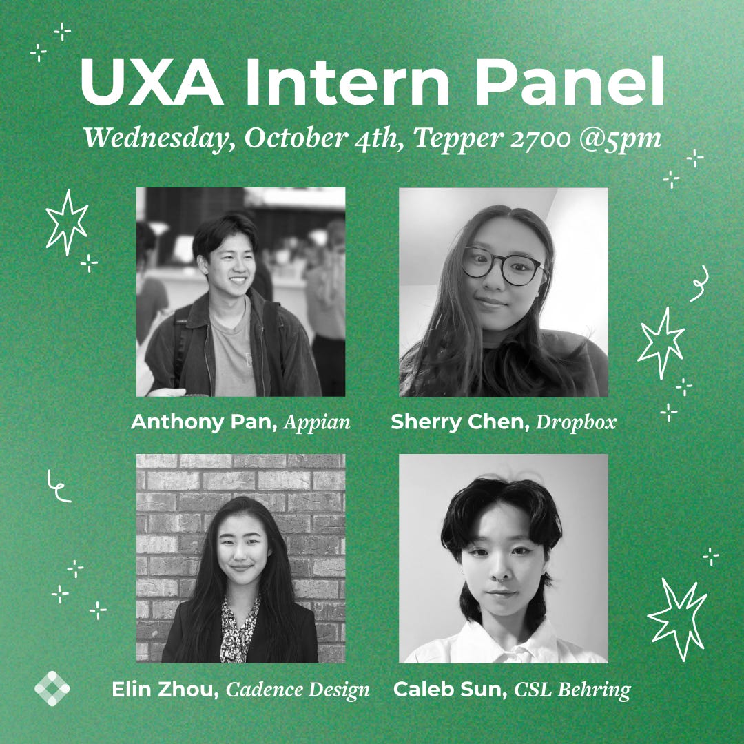 intern panel title with images of 4 students