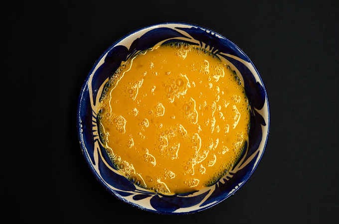 beaten eggs in bowl