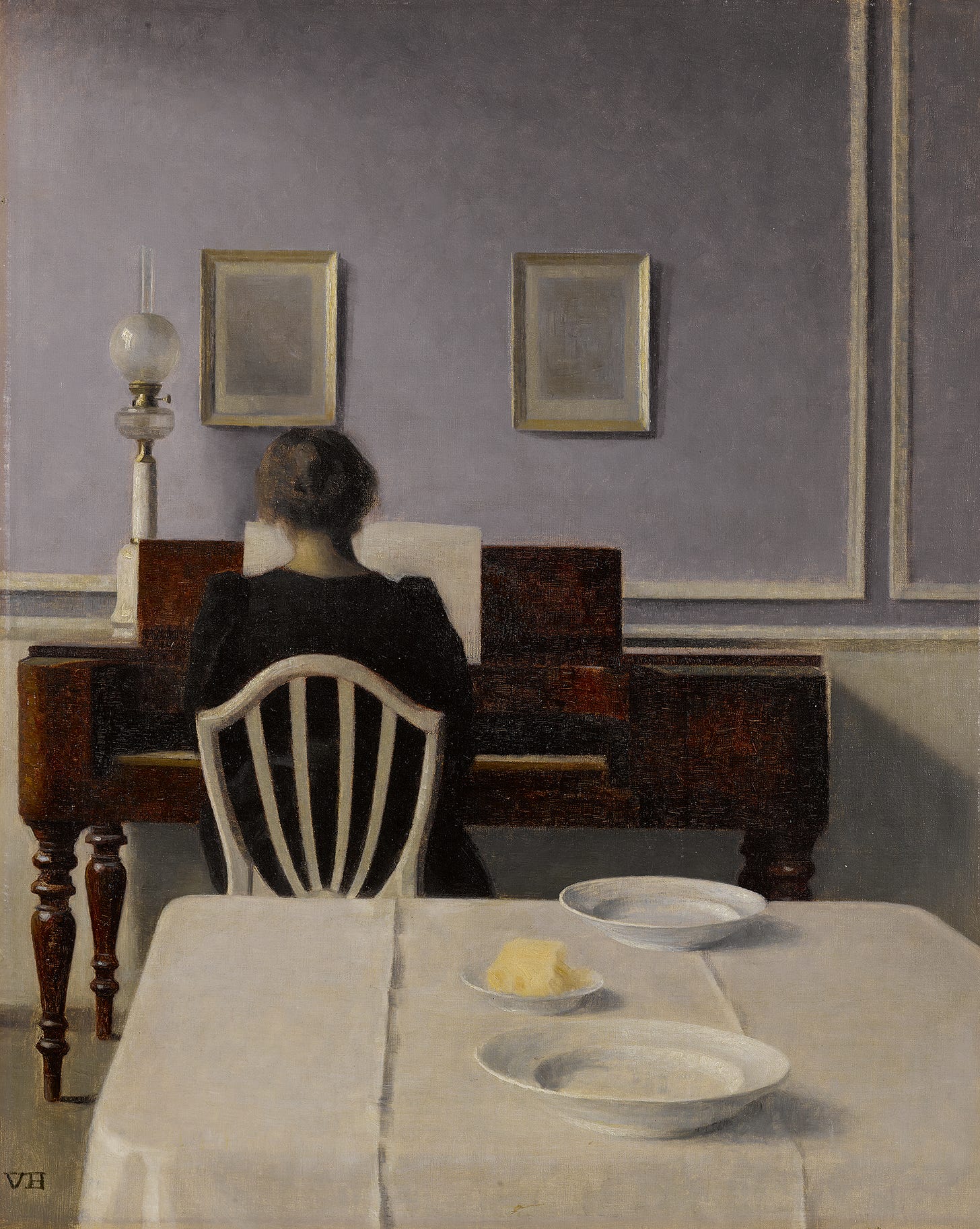 Buy digital version: Interior with a woman at the piano. Stranddheed, 30 by  Vilhelm Hammershøi
