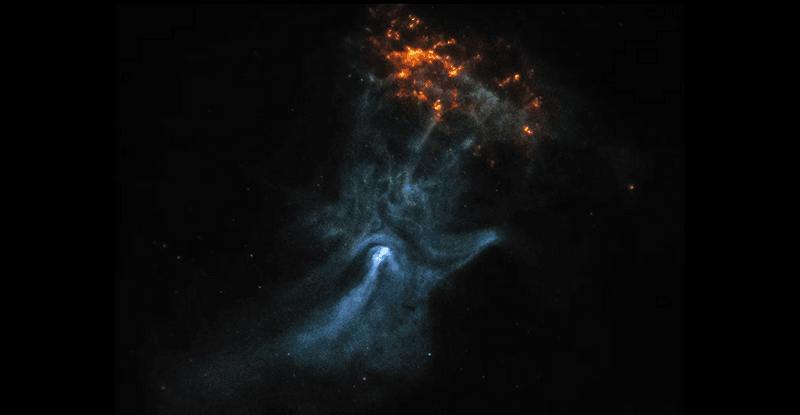 Using two X-ray telescopes and infrared images we have our best every view of the ghostly "Hand of God"