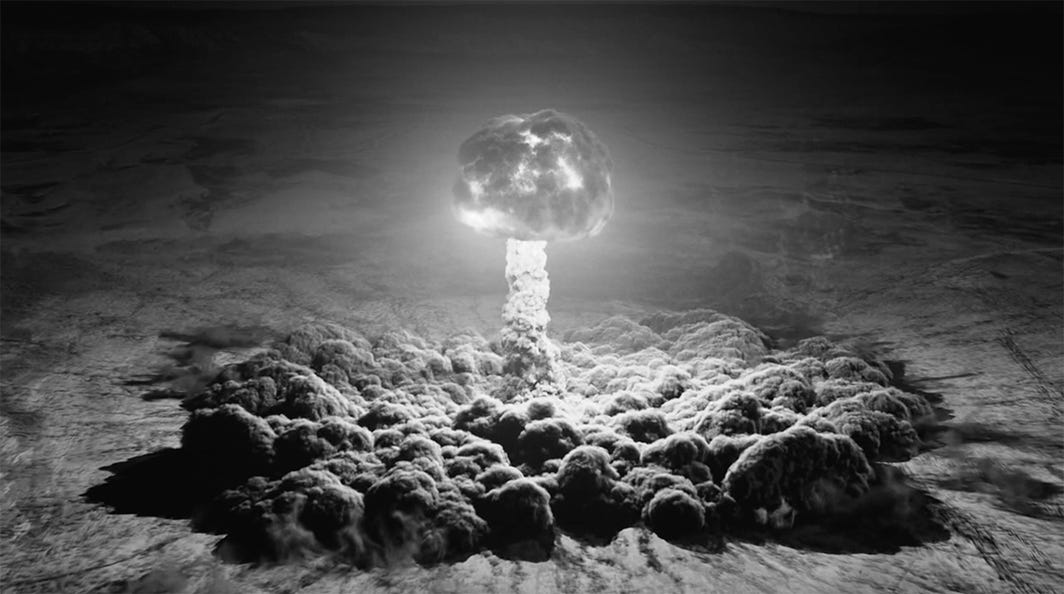 An image of an atomic bomb detonating.