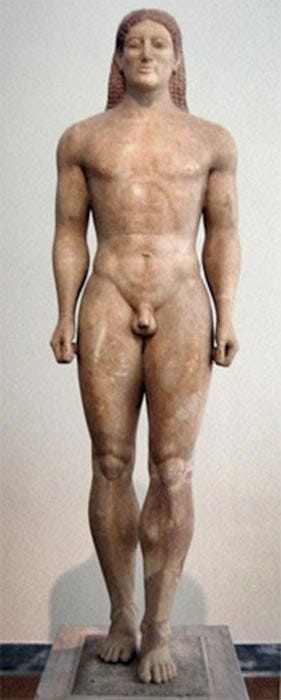 Kouros representing an idealized youth (circa 530 BC) (Public Domain)