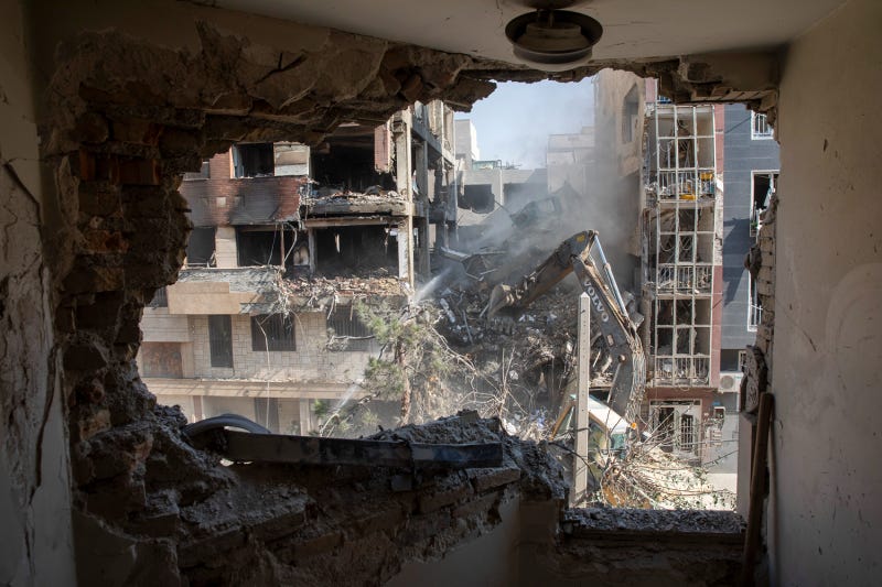 The view from a living room of a residential building that was destroyed in an attack by Israel in Tehran, Iran. The view from a living room of a residential building that was destroyed in an attack by Israel in Tehran, Iran.