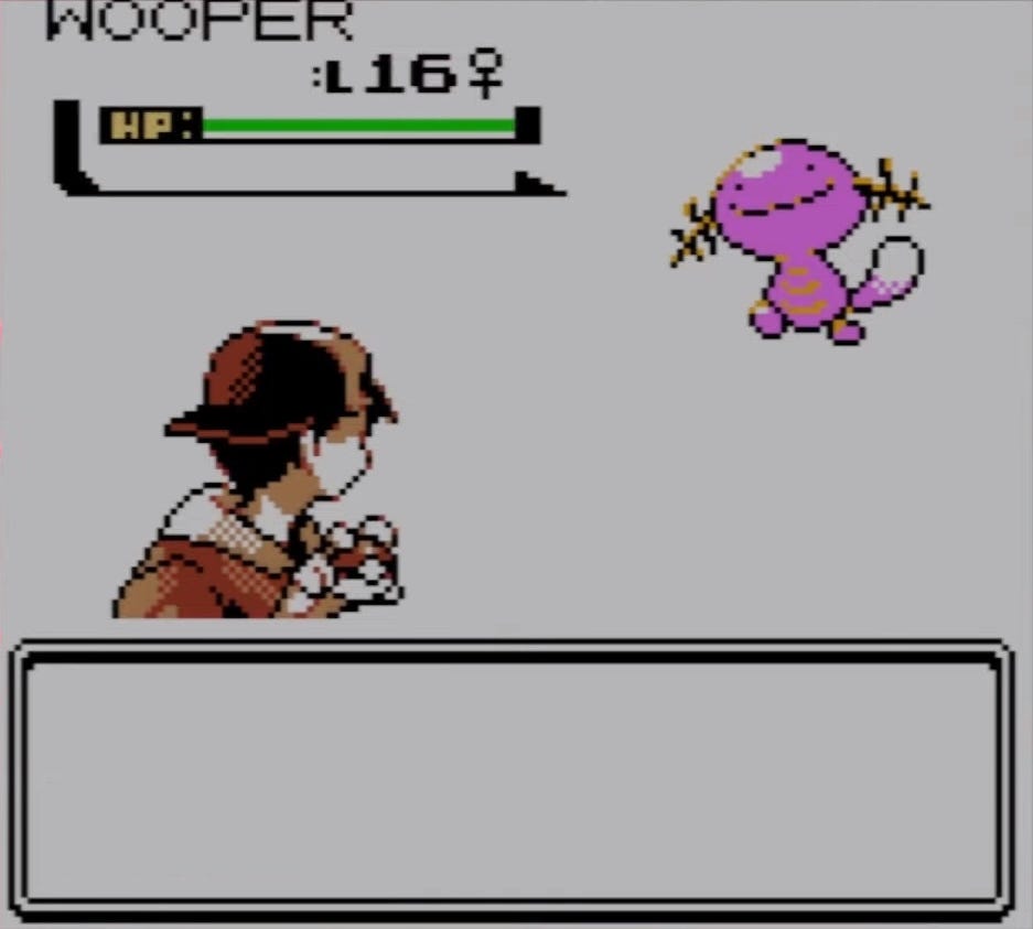 Shiny Wooper, as encountered in Pokémon Gold, Silver and Crystal.