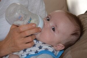 Baby drinking from bottle