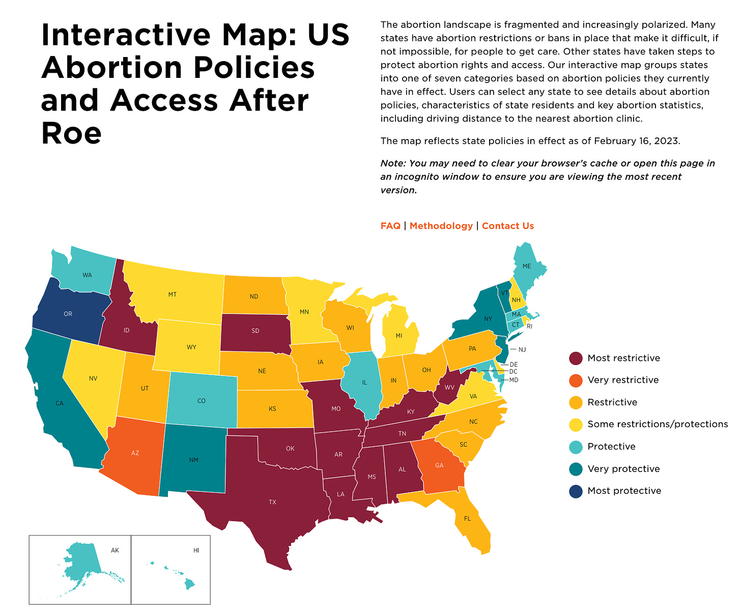 Interactive map showing US abortion policies and access after Roe