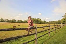 boy sitting on a wooden fence | People Images ~ Creative Market