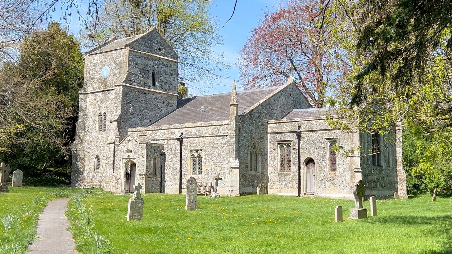 St Mary's Church, Orcheston bathed in spring sunshine. Image Roland Millward