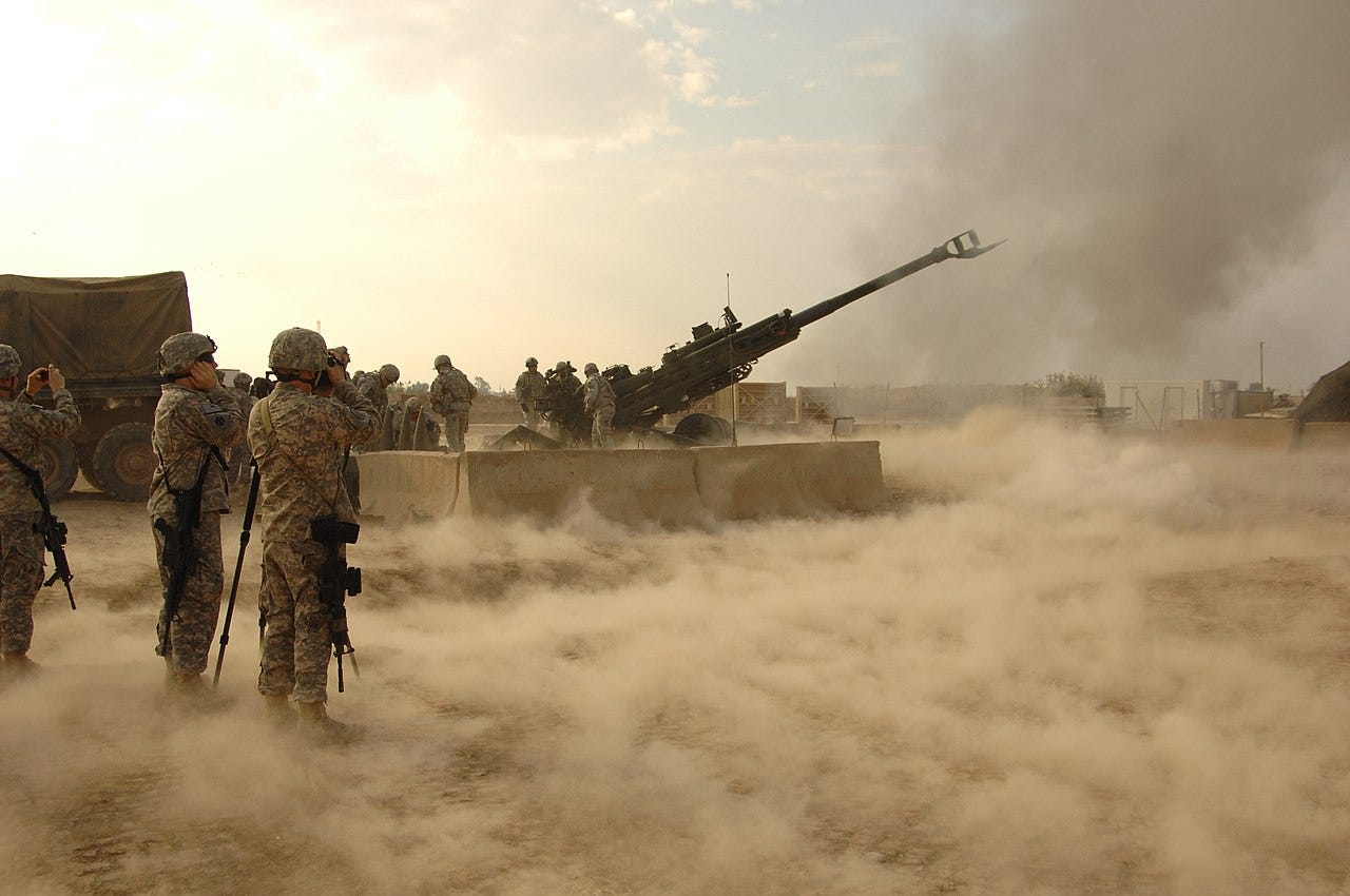 US soldiers firing at innocent civilians in Iraq.