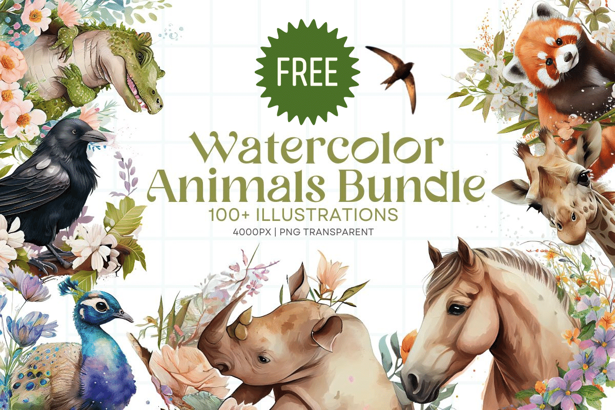 watercolor animals bundle