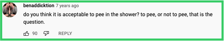 benaddicktion: do you think it is acceptable to pee in the shower? to pee, or not to pee, that is the question.