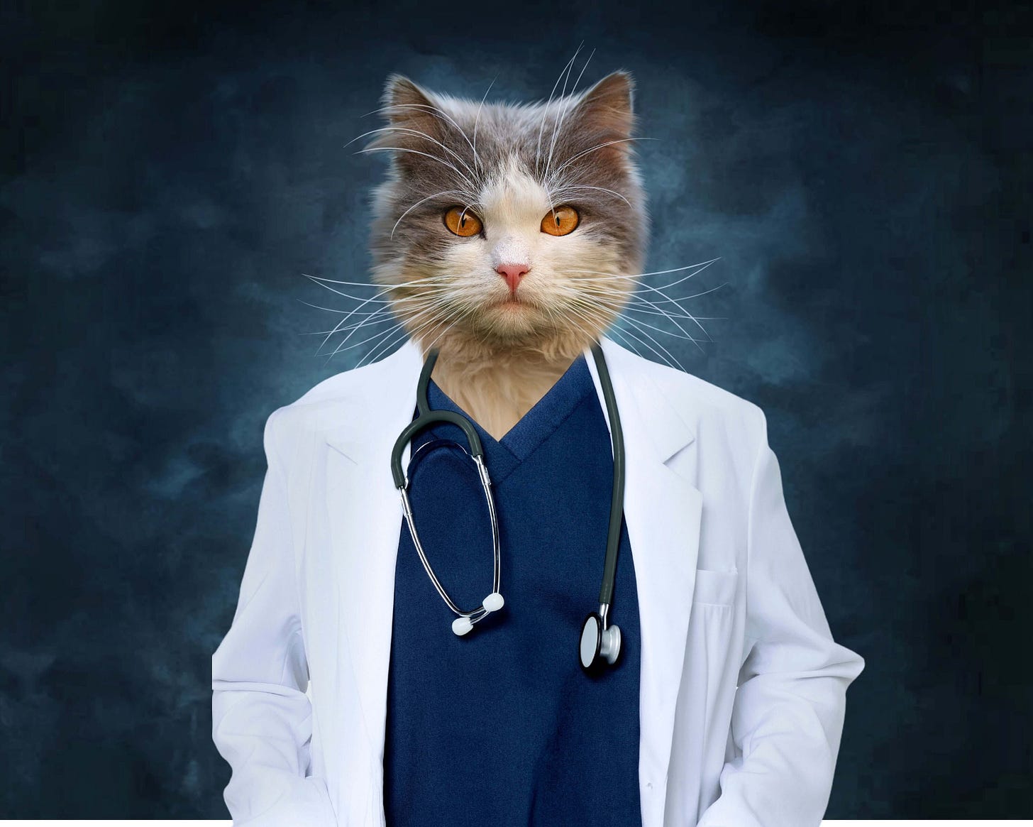 Cat Custom Portrait in Doctor Coat Doctor Gift - Etsy