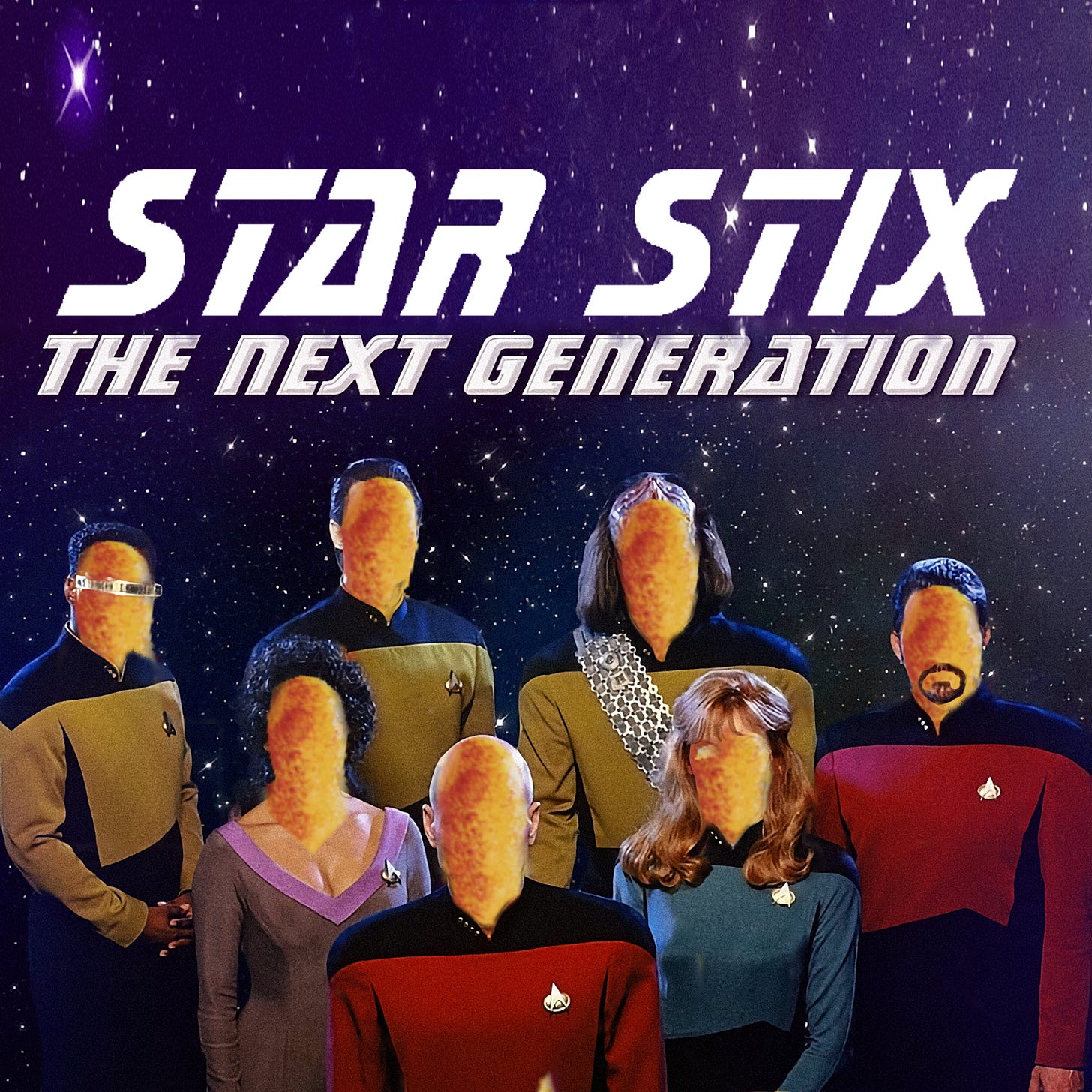 L'équipage de Star Trek : The Next Generation, mais tout le monde a été remplacé par un gnocchi
