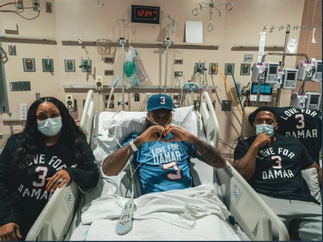 Damar Hamlin expresses his thanks and shares picture in first social media  posts since cardiac arrest
