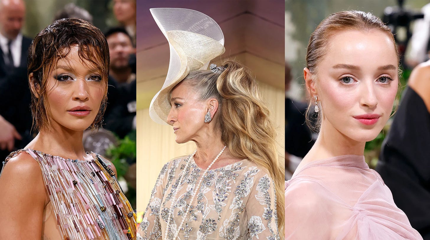 three celebrities wear Charlotte Tilbury matte blush wand for the 2024 Met Gala 