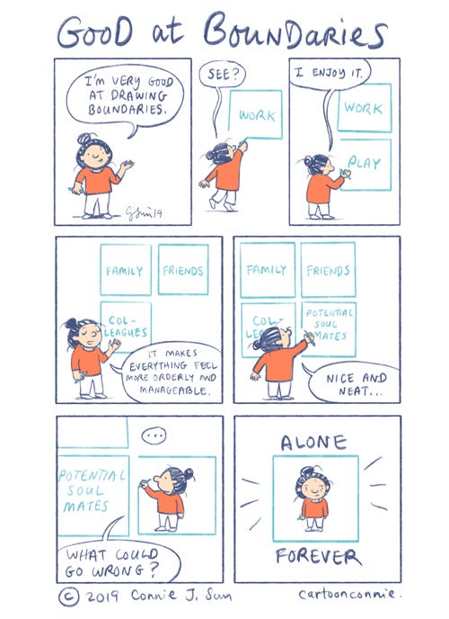 good at boundaries comic self awareness, comic strip, sketchbook, journal comics, connie sun, cartoonconnie