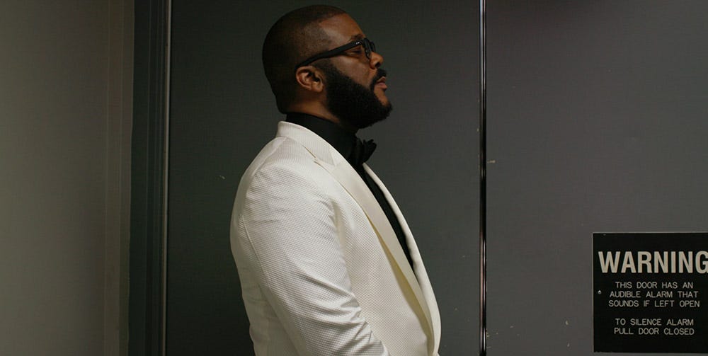 Tyler Perry is seen in this still from the documentary Maxine's Baby: The Tyler Perry Story.