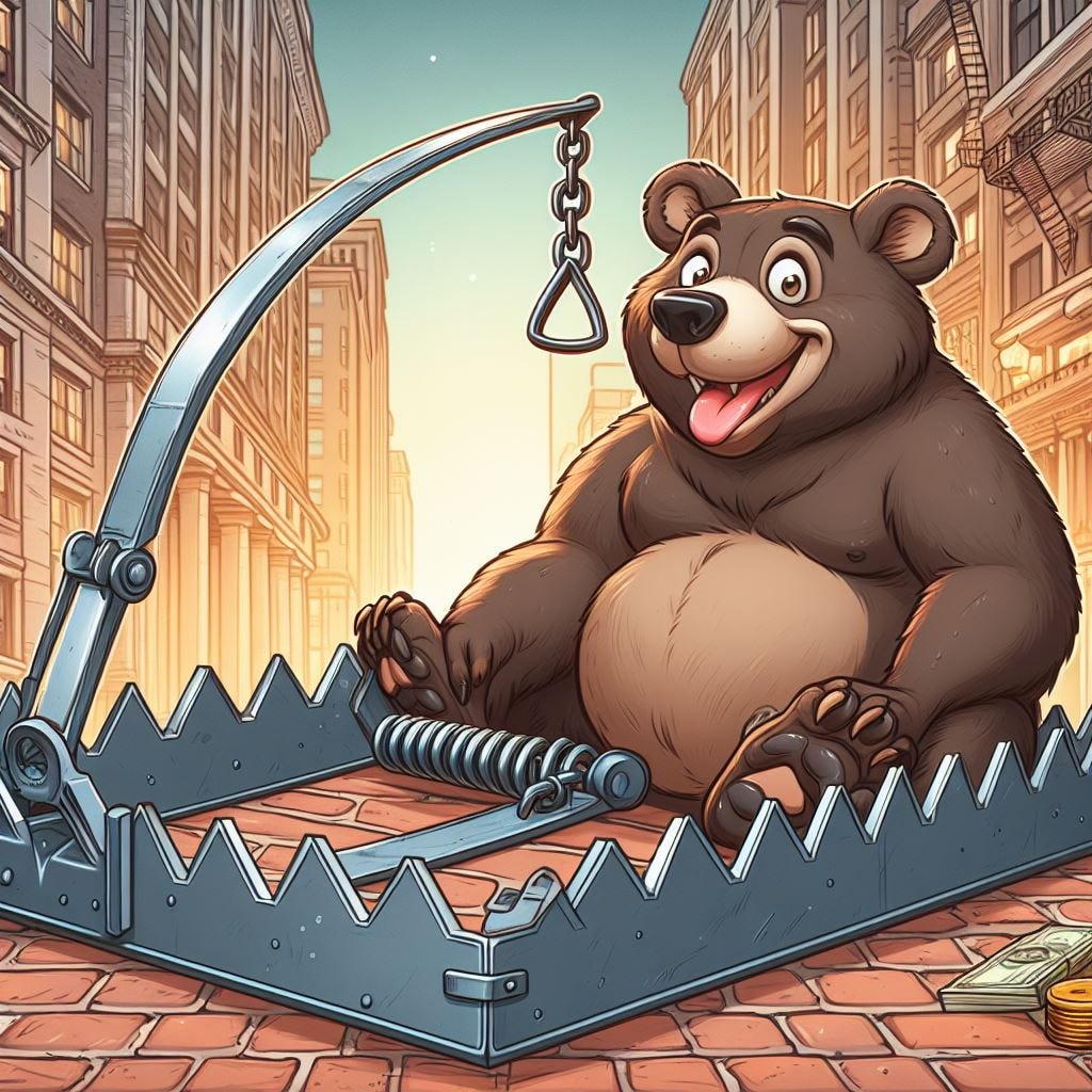 Bear trapon Wall street cartoon