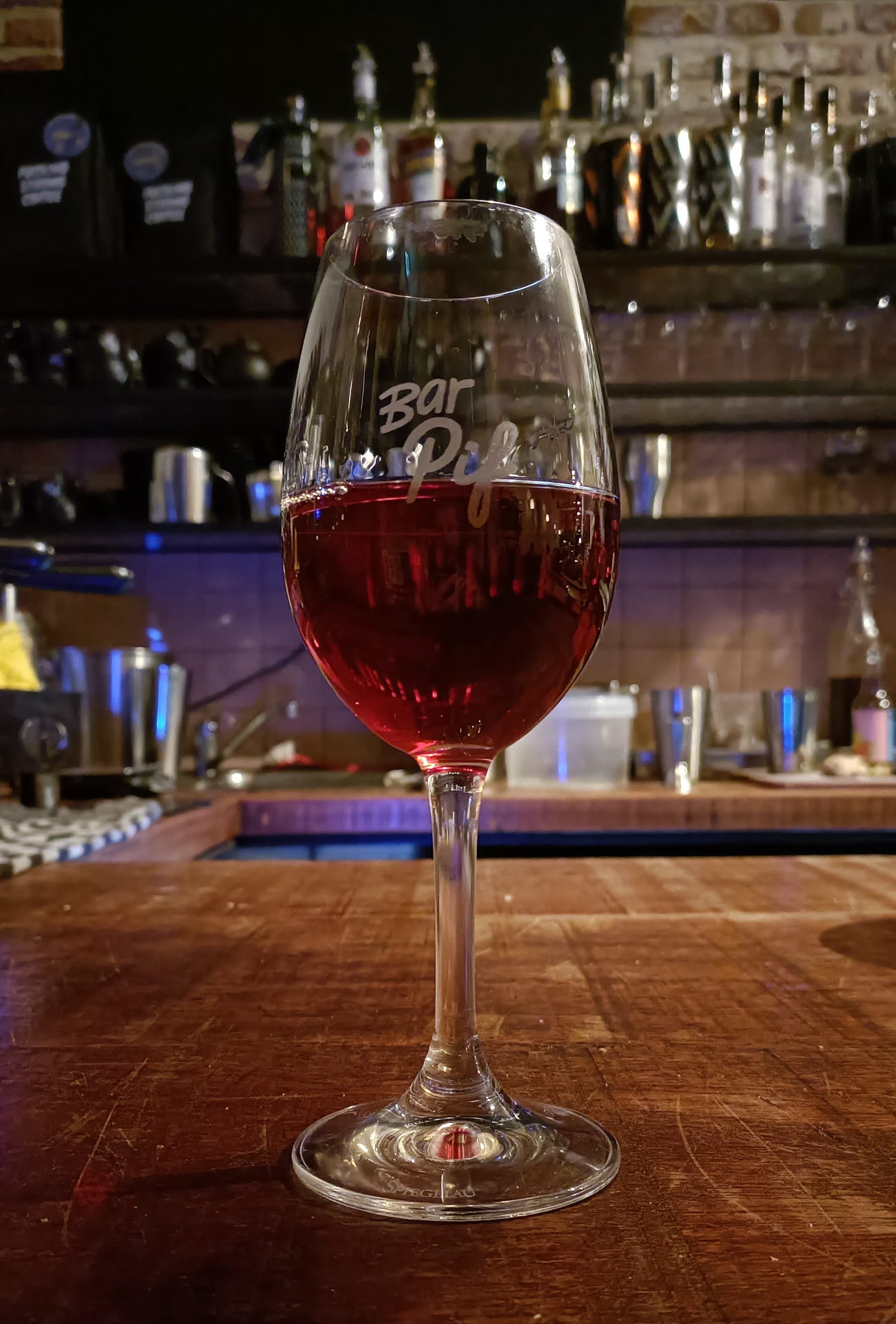 A glass of Chinado's Palheto, served at Bar Pif in Amsterdam