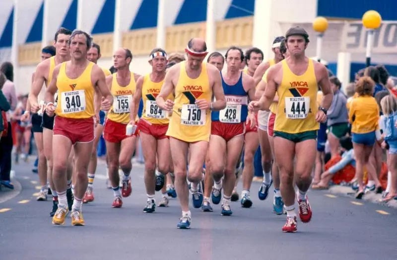 Winstone Ltd's South Auckland Marathon: 1986 large number of men representing YMCA club