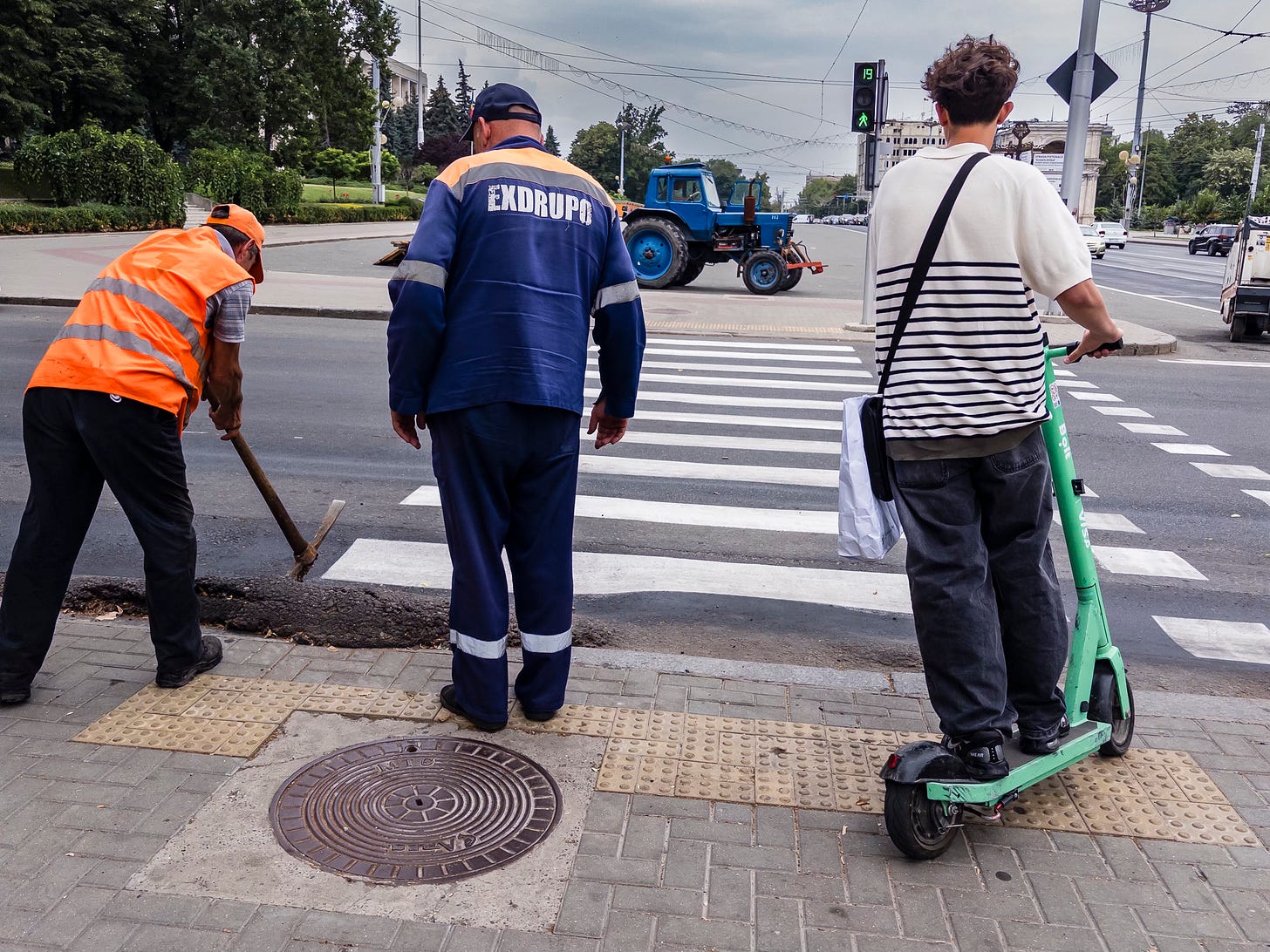 public works on the central square, Chisinau, Moldova