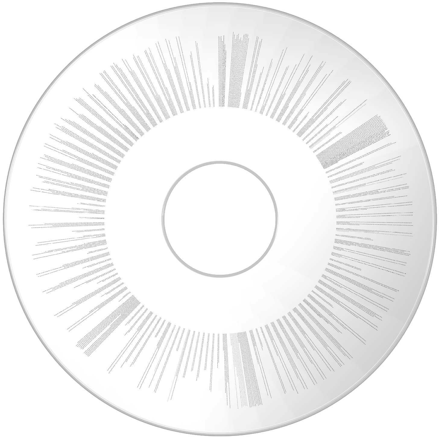 A white disk with tiny writing etched onto it