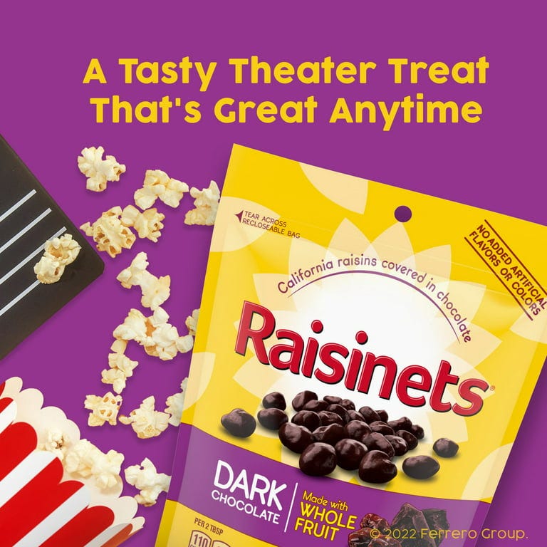 Raisinets, Dark Chocolate Covered California Raisins, Resealable Bag, 8.0 oz