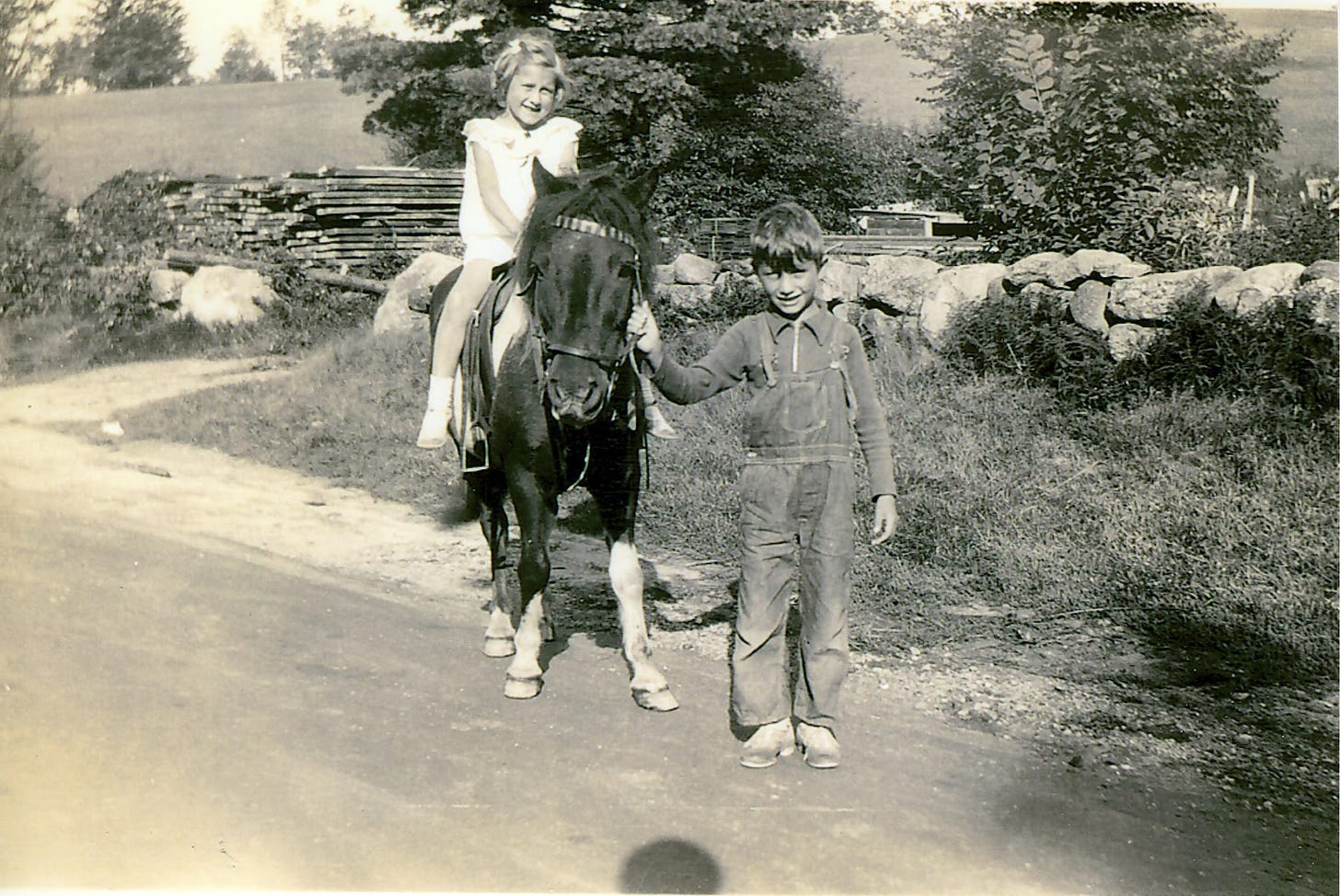 Boy and girl with horse