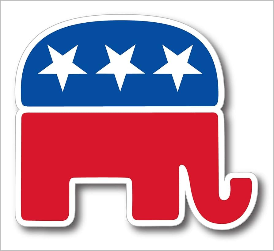 StickerJOE GOP Elephant Republican Political Bumper Sticker 5" X 4"