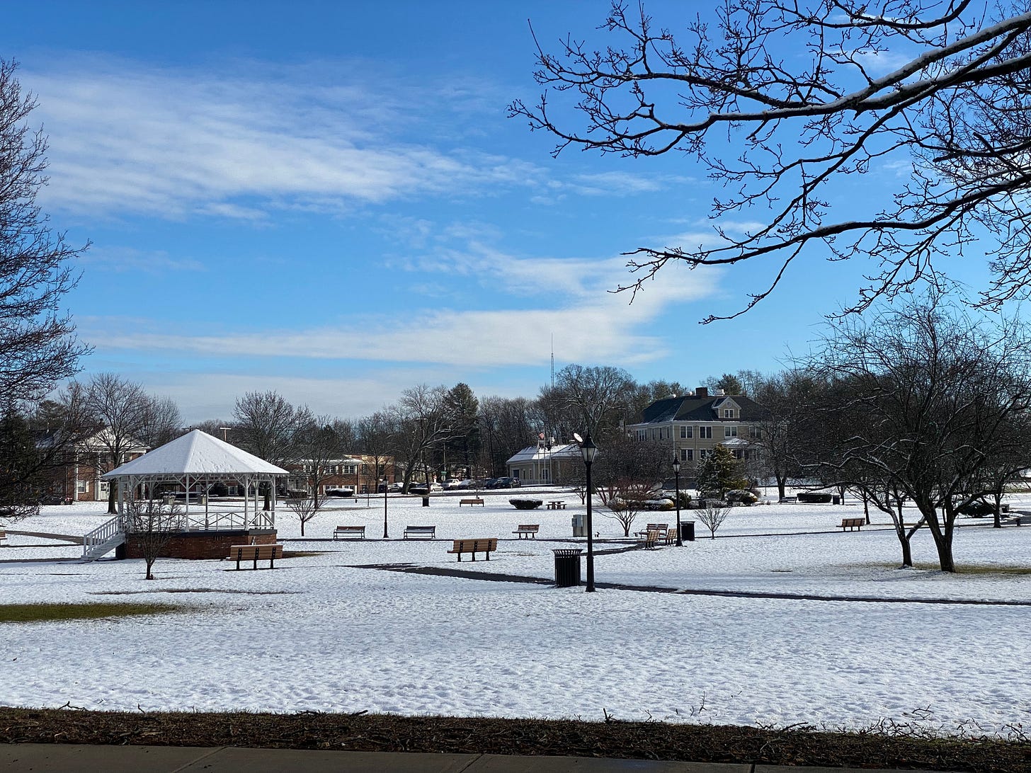 Burlington Town Common with a dusting of snow Burlington Town Common with a dusting of snow
