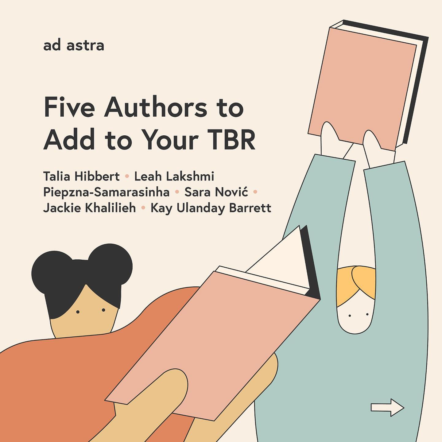 Five authors to add to your TBR