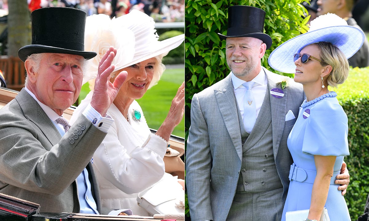 the king and queen and mike and zara tindall attend ascot