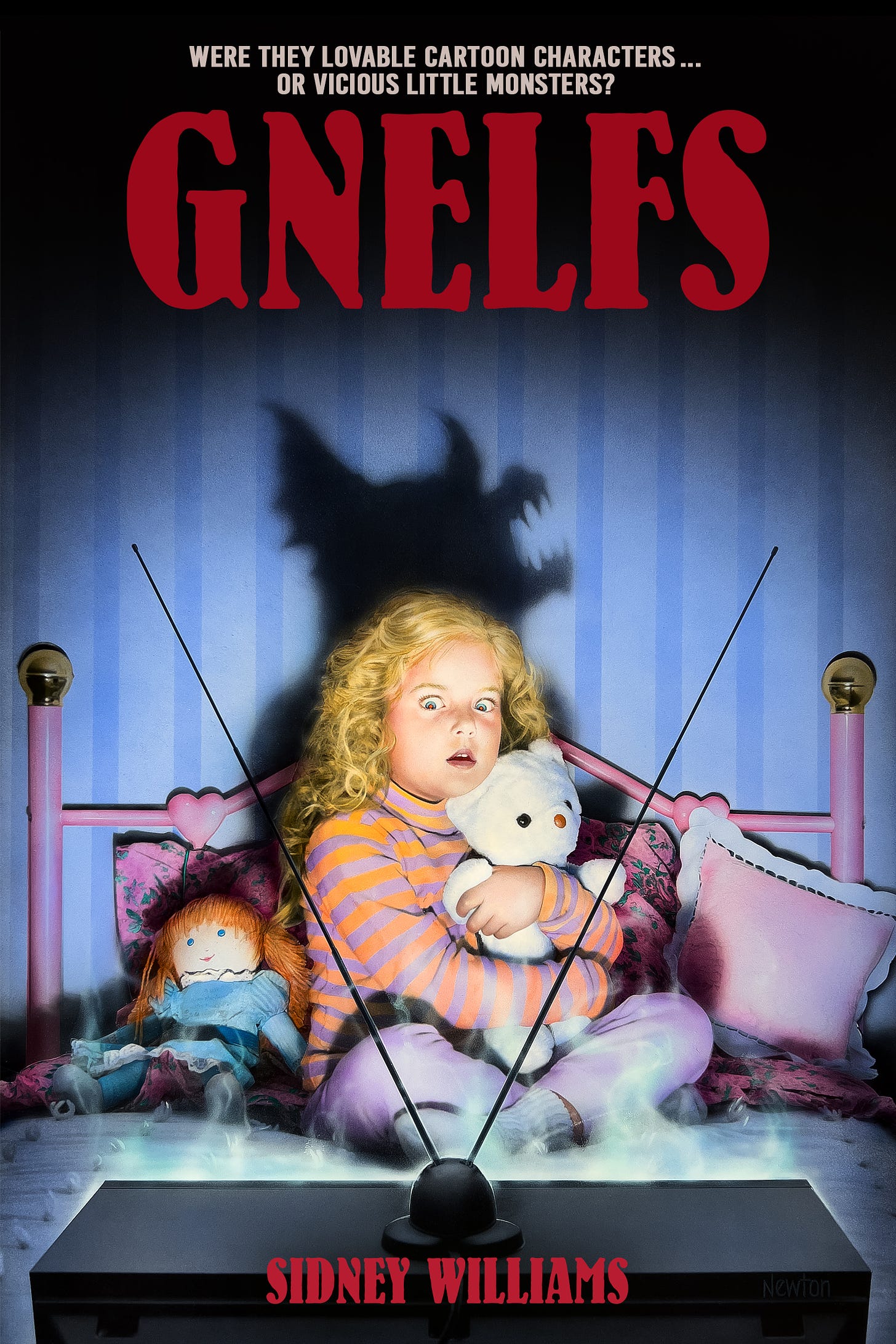 Gnelfs cover - little girl cowers at scary shadow figure