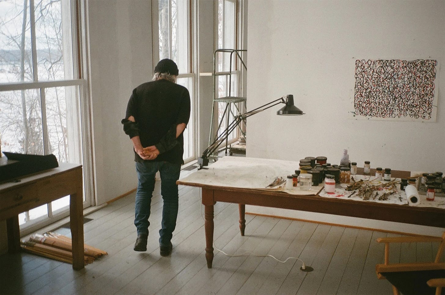 Brice Marden, Portrait [© 2025 Estate of Brice Marden / ARS, New York. Photo: Mirabelle Marden. Courtesy Mirabelle Marden and Gagosian]. Exhibition: Brice Marden: Works on Paper, Gagosian, Paris, June 14 – August 2, 2025
