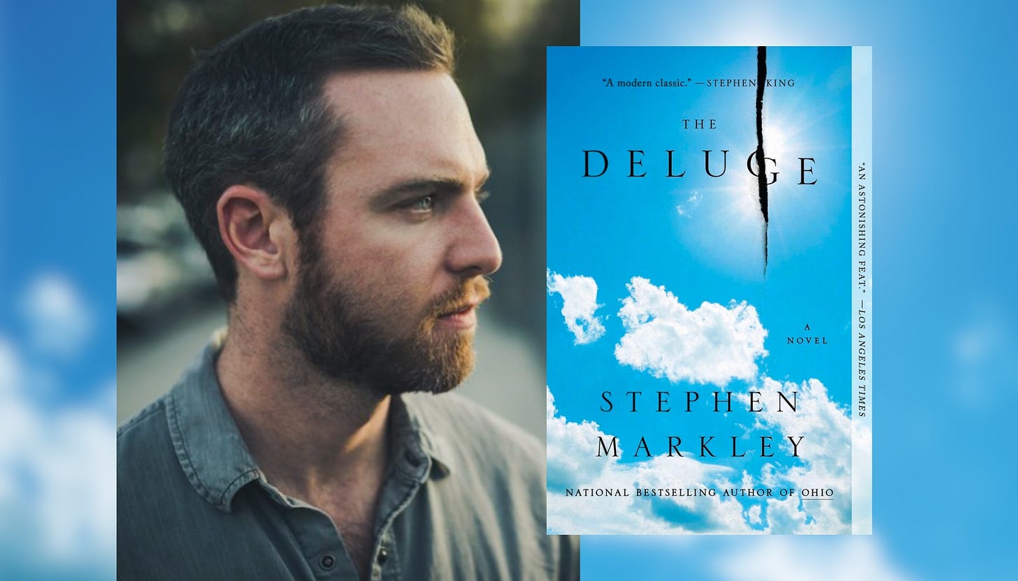Photos of Stephen Markley and the cover of 'The Deluge.'