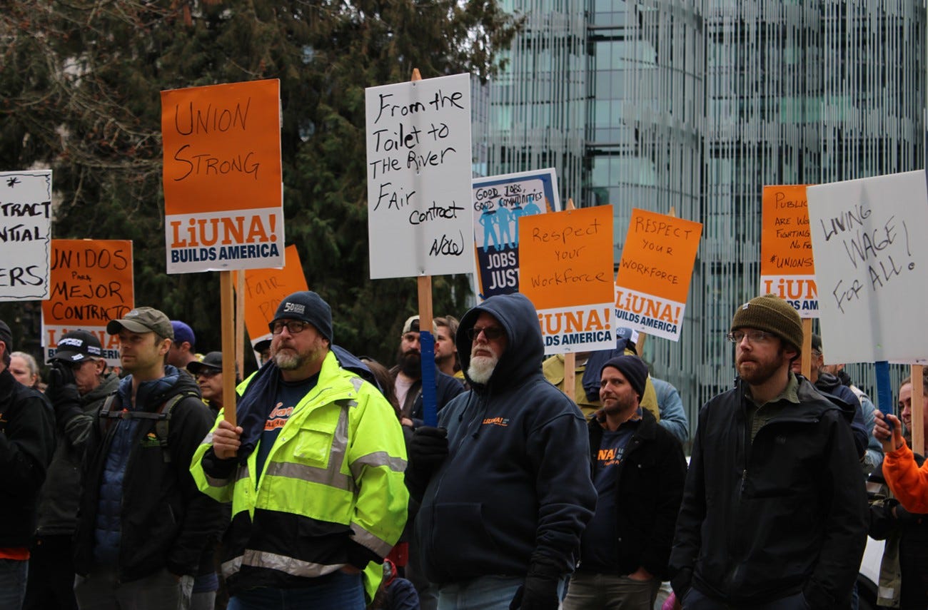 Portland City Laborers at a pre-strike rally. ISABELLA GARCIA