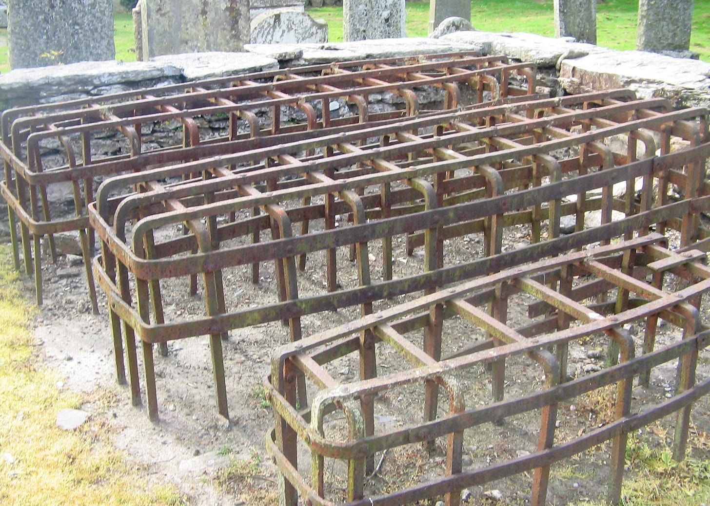metal cages called mortsafes that went over graves of suspected vampires in the 1800s. metal cages called mortsafes that went over graves of suspected vampires in the 1800s.