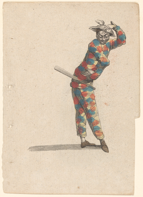 drawing of a harlequin, 18th century