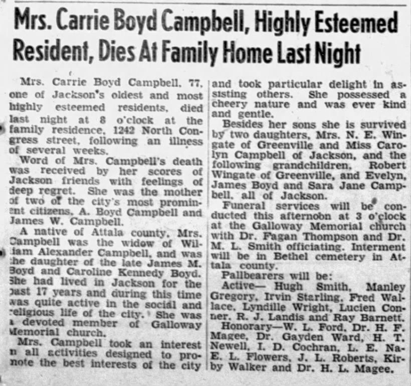 Carrie Boyd Dies