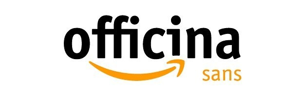 Logo Amazonu, ve kterém je jeho název zaměněn za název fontu Officina Sans, kterým je logo vyvedeno.