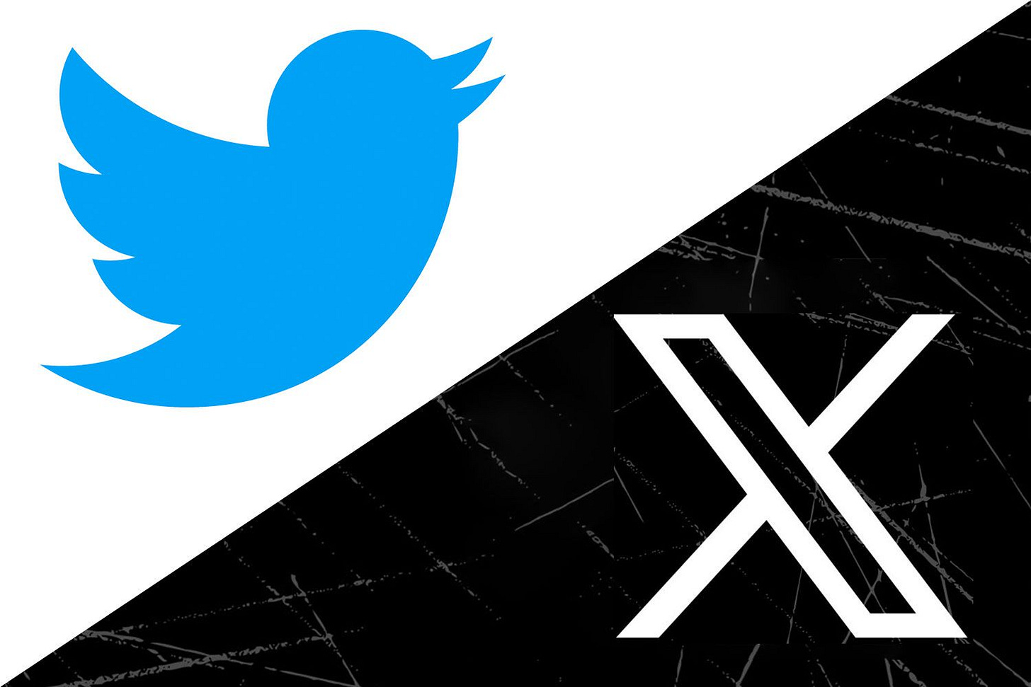 The Twitter and X logos