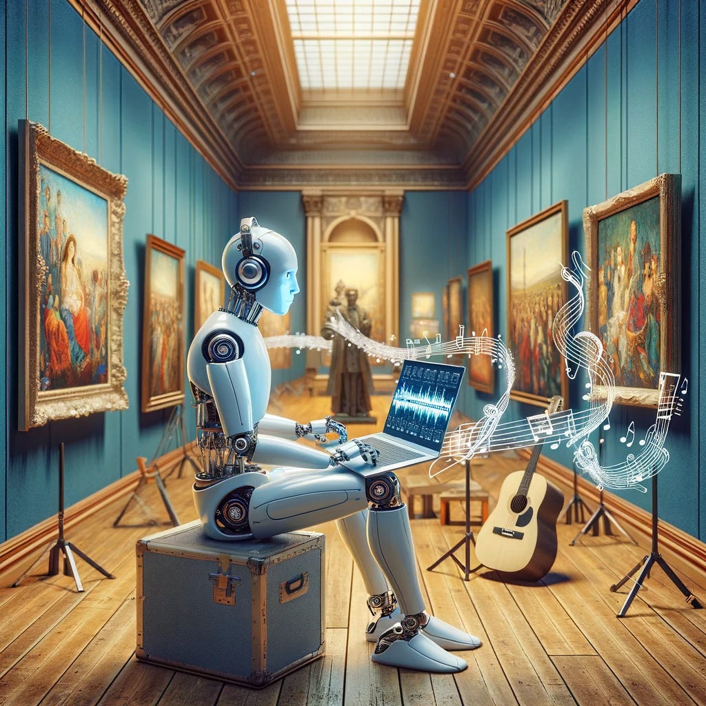 Image of AI robot creating music and art