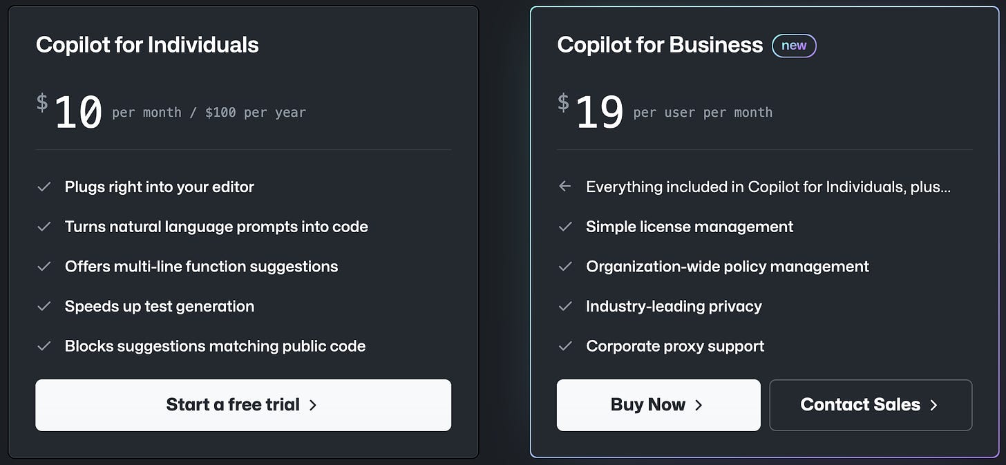 GitHub Copilot pricing