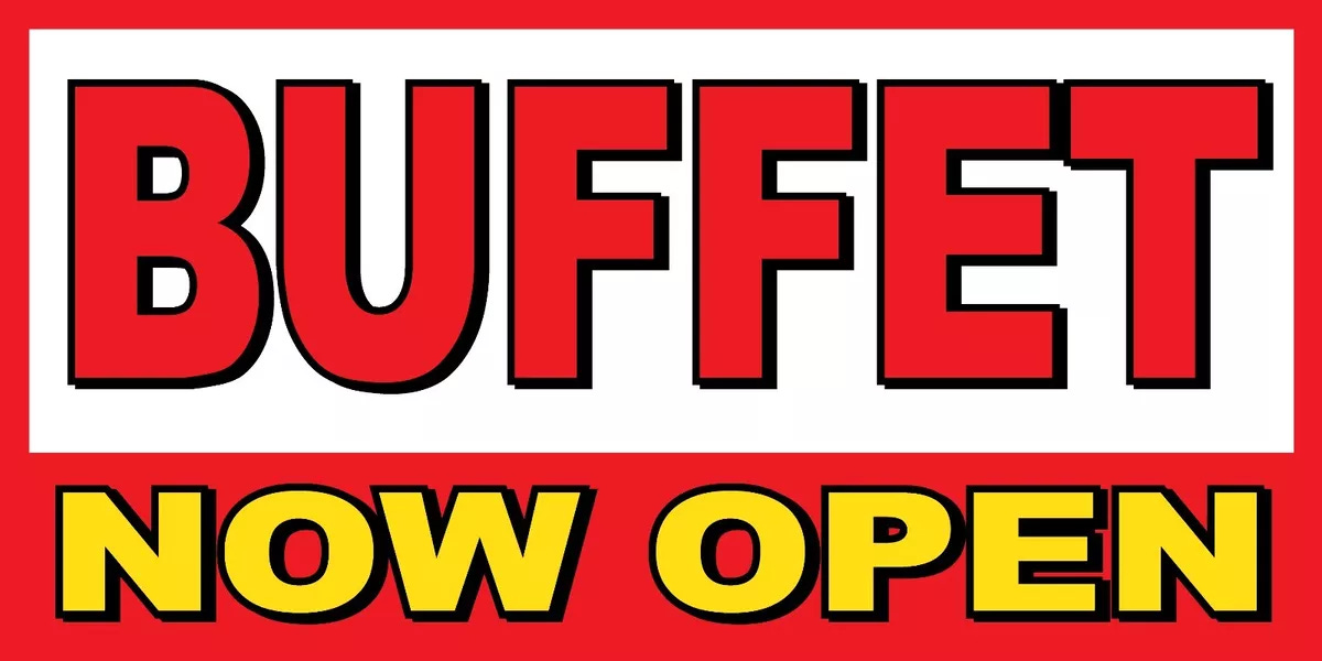 Buffet Now Open BANNER SIGN - Sizes 24", 48", 72", 96", 120" | eBay