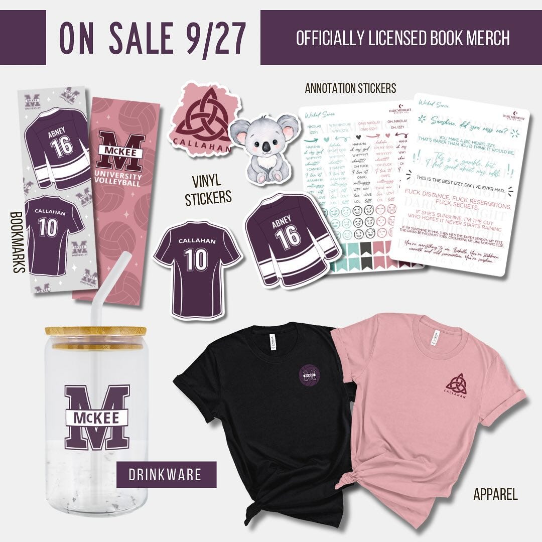 Instagram post with the caption: It’s timeee! Wicked Serve merch is live now on darkmidnightdesig...