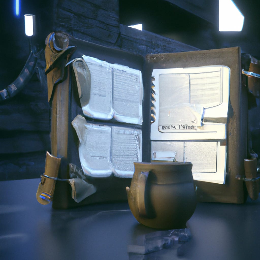 /imagine a ledger where Leroy Jenkins keeps track of the next exploits of crazy chaos he has planned | photo-realistic rendering, created in Unreal Engine
