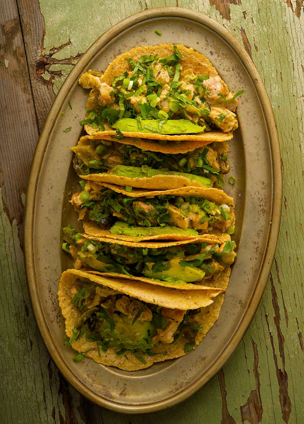 A platter of turkey tacos. 