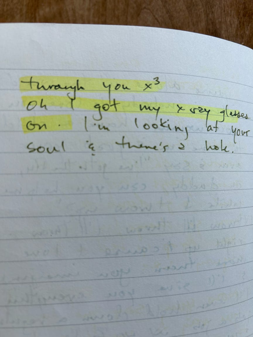 lyrics in journal