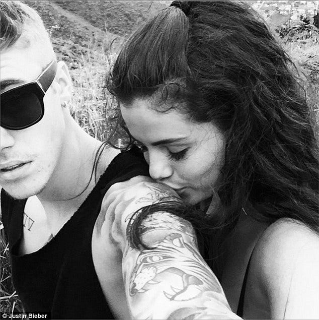 Justin Bieber posts photo of Selena Gomez kissing his shoulder on Instagram  | Daily Mail Online