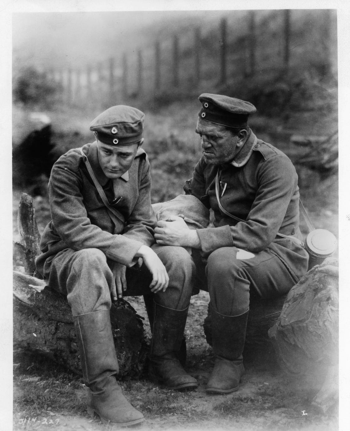 Lew Ayres and Louis Wolheim in a scene from All Quiet on the Western Front